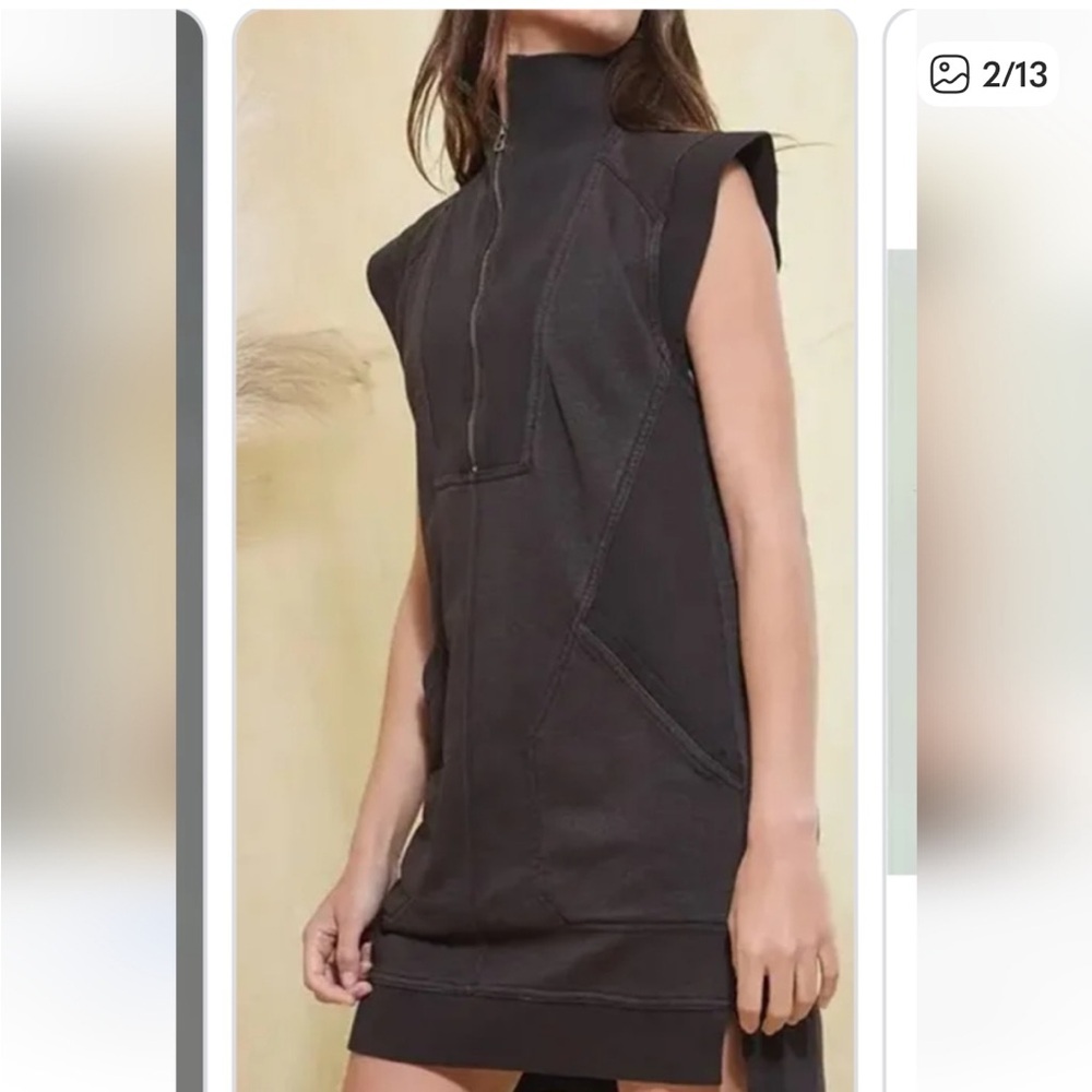 Daily Practice Anthropologie Meru Zip Front Mini Dress Dark Brown XS - Picture 10 of 10